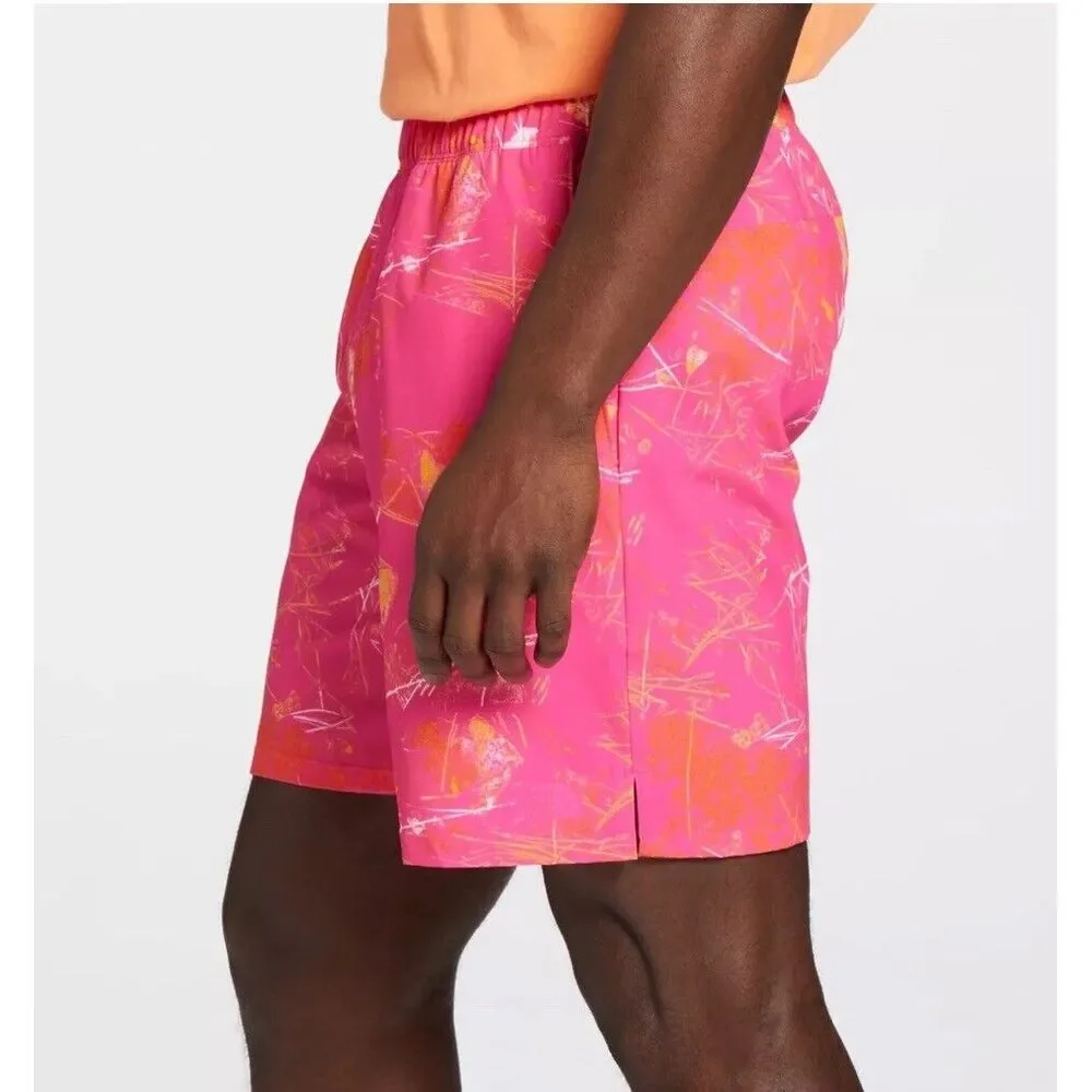 NEW The North Face Wander Shorts Men's XXL Pink Glo Print Swim Trunks Zip Pocket